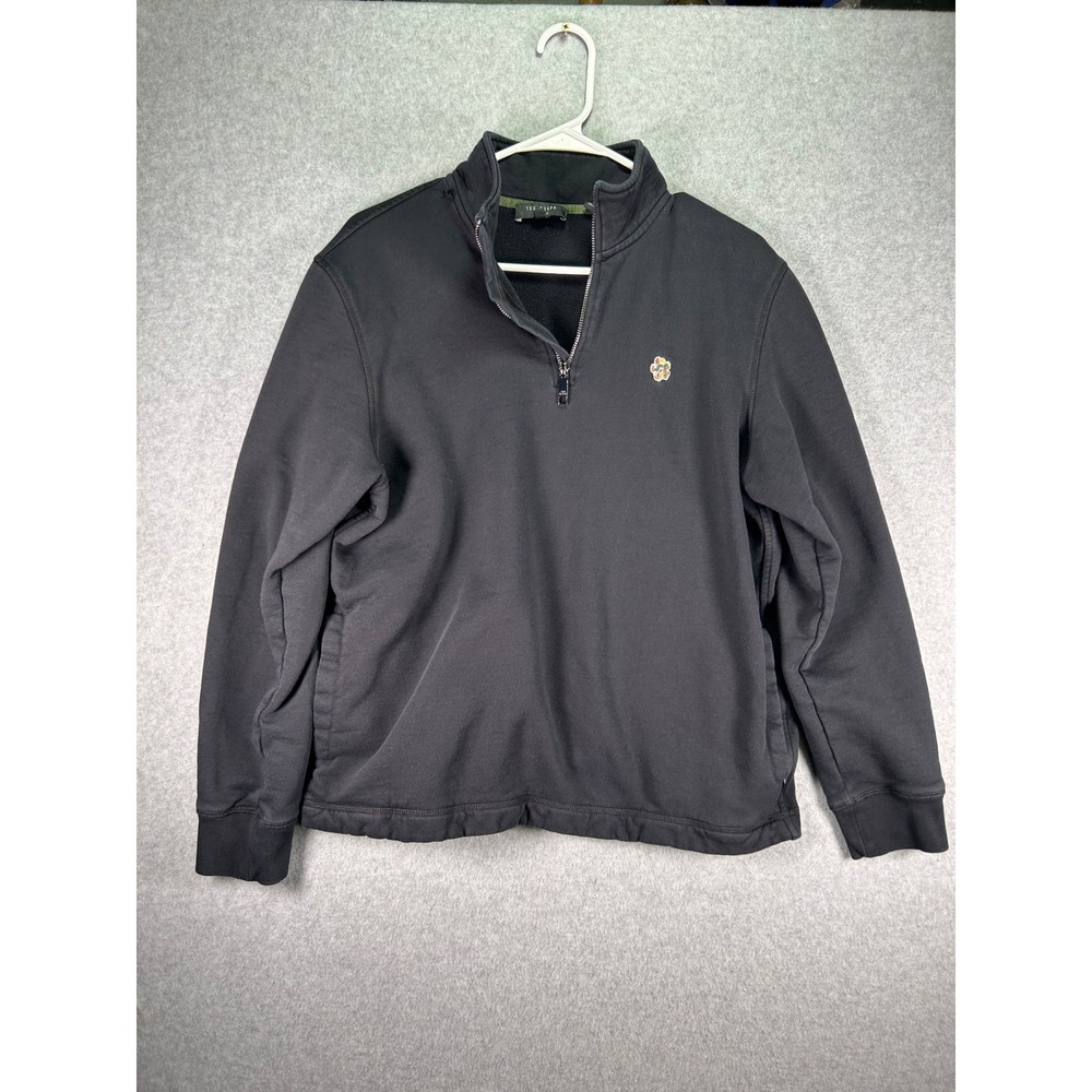 Hole*Ted Baker London Mens Black Quarter Zip Sweatshirt Size 3 Embroidered Logo